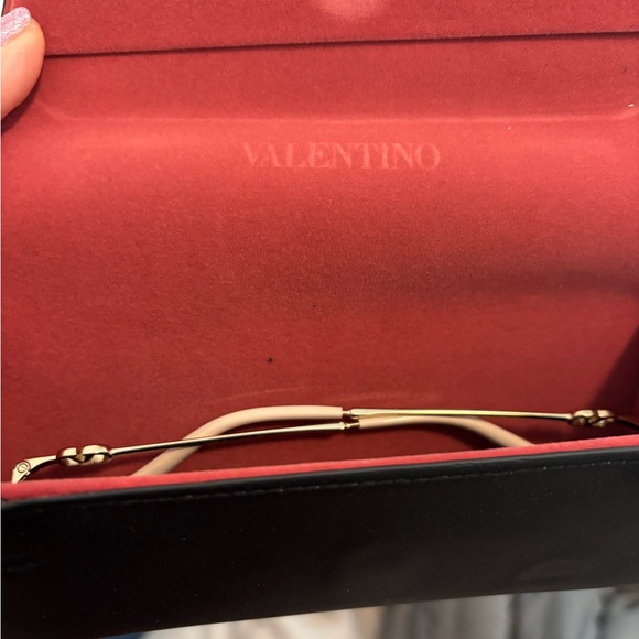 Valentino Gold Frame Sunglasses with Dark Blue Lenses - Picture 3 of 3